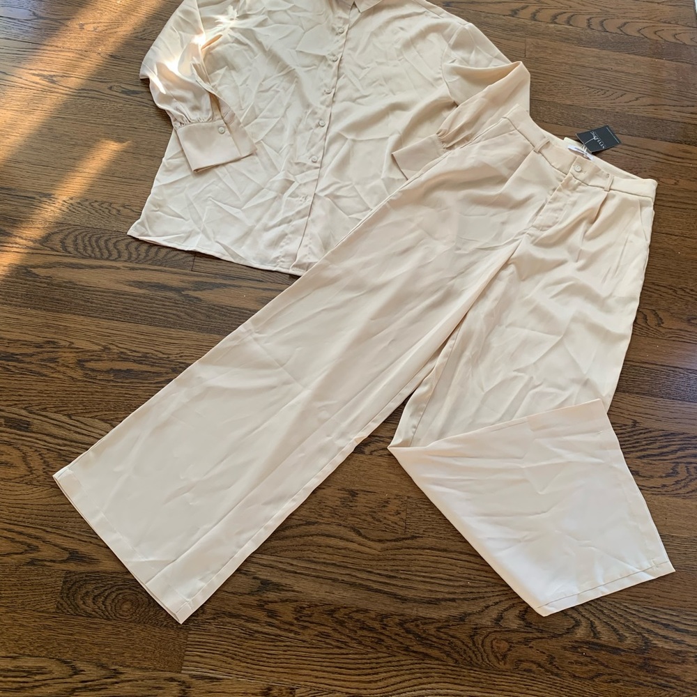 Peppermayo NWT oversized Monet satin shirt AND Milano pants, size 4